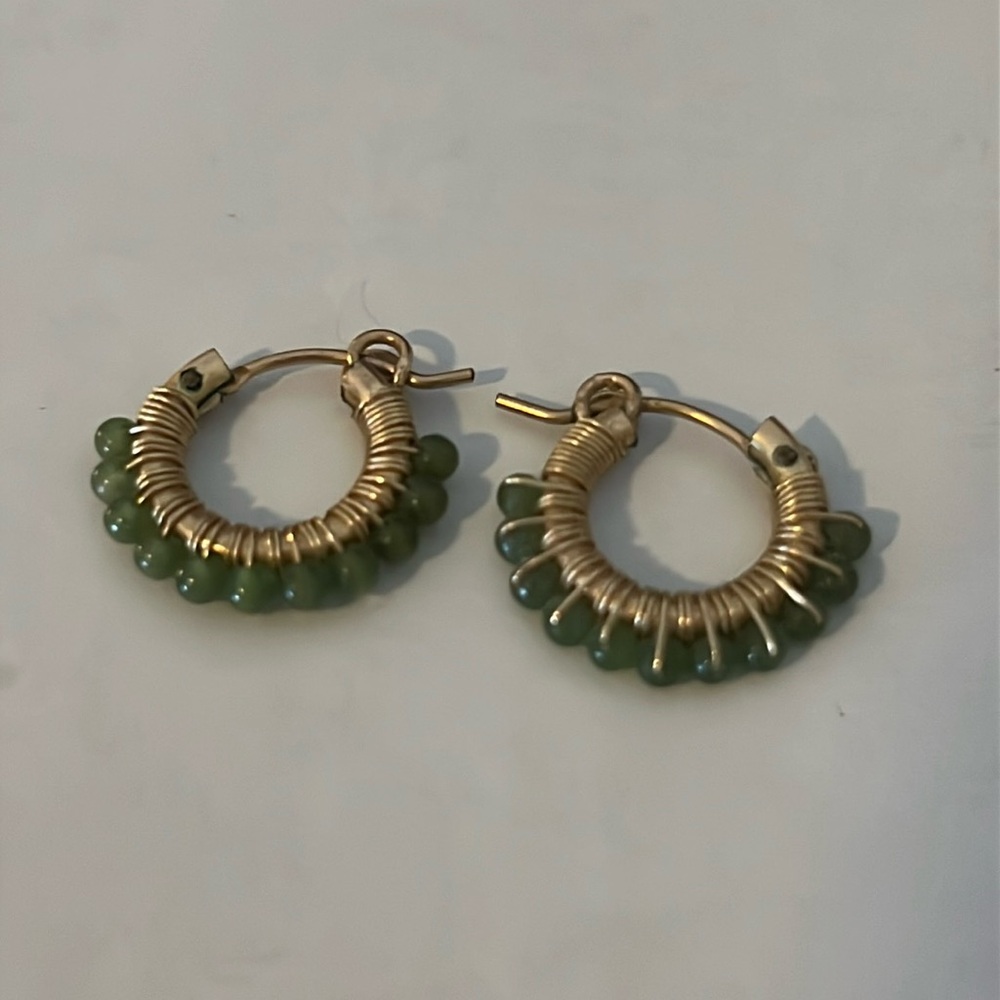 Gold and green earrings